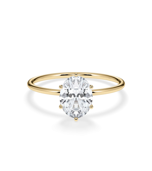 Anell de compromís d’or groc amb diamant oval de laboratori |Staring