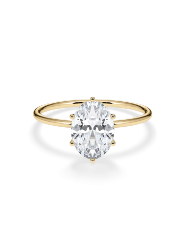 Anell de compromís d’or groc amb diamant oval de laboratori |Staring