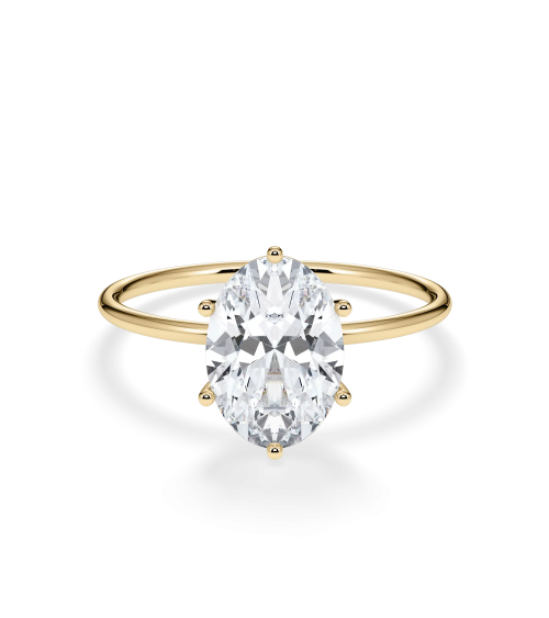Anell de compromís d’or groc amb diamant oval de laboratori |Staring
