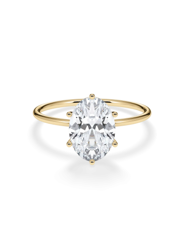 Anell de compromís d’or groc amb diamant oval de laboratori |Staring