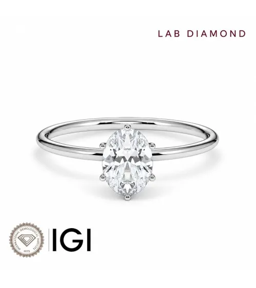 Oval Lab-Grown Diamond Engagement Ring in white gold or platinum Gold |Staring