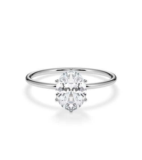 Anillo de compromiso de oro blanco o platino con diamante oval lab | Staring