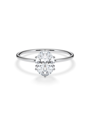 Anillo de compromiso de oro blanco o platino con diamante oval lab | Staring