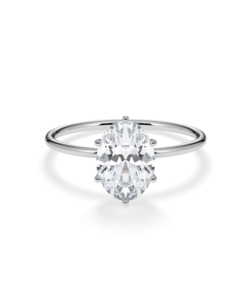 Anillo de compromiso de oro blanco o platino con diamante oval lab | Staring