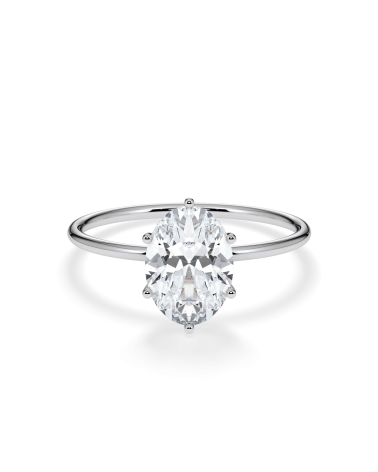 Anillo de compromiso de oro blanco o platino con diamante oval lab | Staring