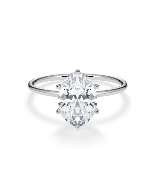 Anillo de compromiso de oro blanco o platino con diamante oval lab | Staring