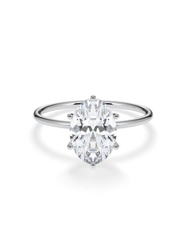Anillo de compromiso de oro blanco o platino con diamante oval lab | Staring