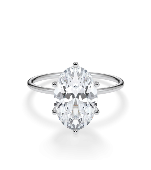Anillo de compromiso de oro blanco o platino con diamante oval lab | Staring