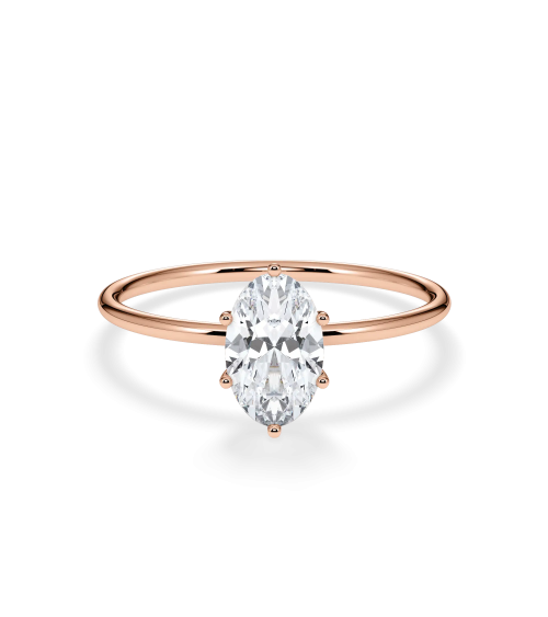Anillo de pedida  en oro rosa con diamante oval lab | Staring