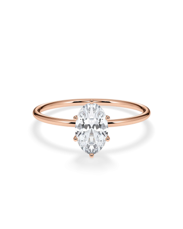 Anillo de pedida  en oro rosa con diamante oval lab | Staring