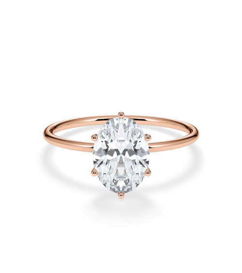 Anillo de pedida  en oro rosa con diamante oval lab | Staring