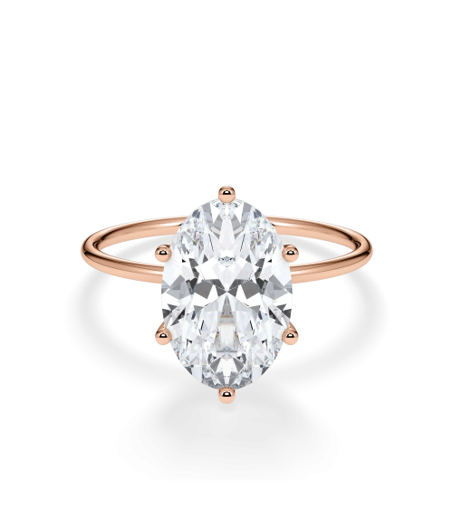 Anillo de pedida  en oro rosa con diamante oval lab | Staring