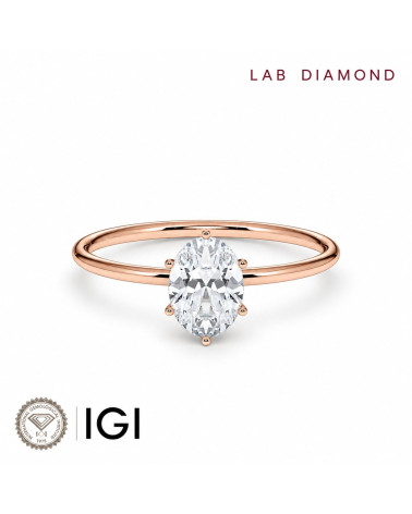 Oval Lab-Grown Diamond Engagement Ring in Rose Gold | Staring